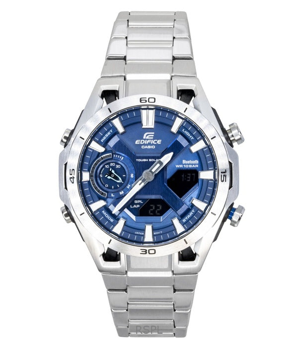 Casio Edifice analog digital rostfritt stål blå urtavla solcellsklocka ECB-2300D-2A 100M herrklocka