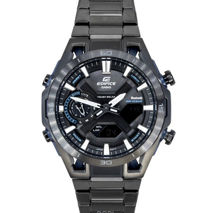 Casio Edifice analog digital rostfritt stål svart urtavla solcellsklocka ECB-2300DC-1A 100M herrklocka