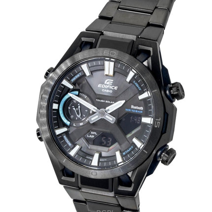 Casio Edifice analog digital rostfritt stål svart urtavla solcellsklocka ECB-2300DC-1A 100M herrklocka