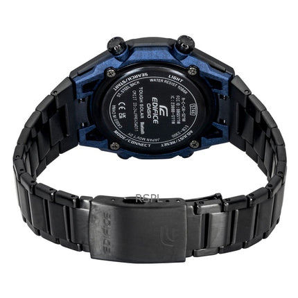 Casio Edifice analog digital rostfritt stål svart urtavla solcellsklocka ECB-2300DC-1A 100M herrklocka