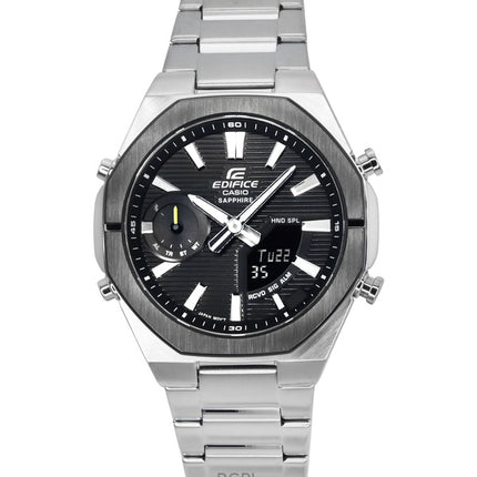 Casio Edifice analog digital smartphone länk rostfritt stål svart urtavla kvarts ECB-S10DB-1A 100M herrklocka