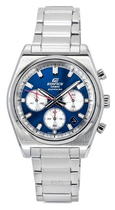 Casio Edifice Analog Chronograph Rostfritt stål Blå Urtavla Quartz EFB-730D-2AV 100M herrklocka