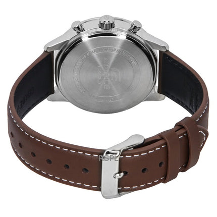 Casio Edifice analog kronograf läderarmband krämfärgad urtavla kvarts EFR-575L-7A 100M herrklocka