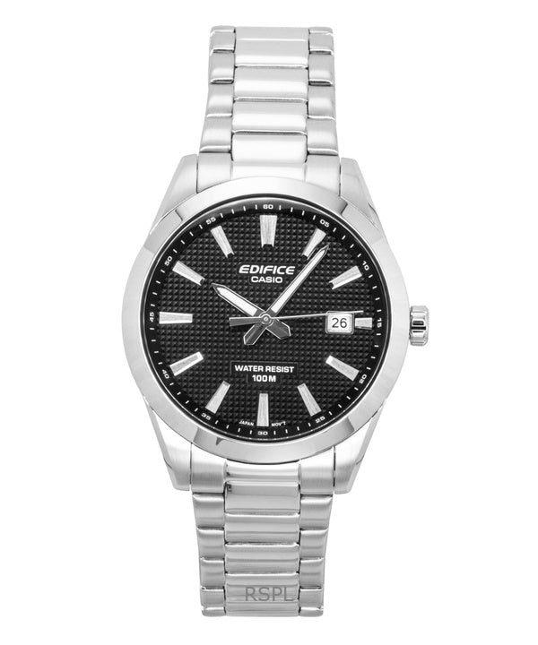 Casio Edifice analog rostfritt stål svart urtavla kvarts EFV-160D-1A 100M herrklocka