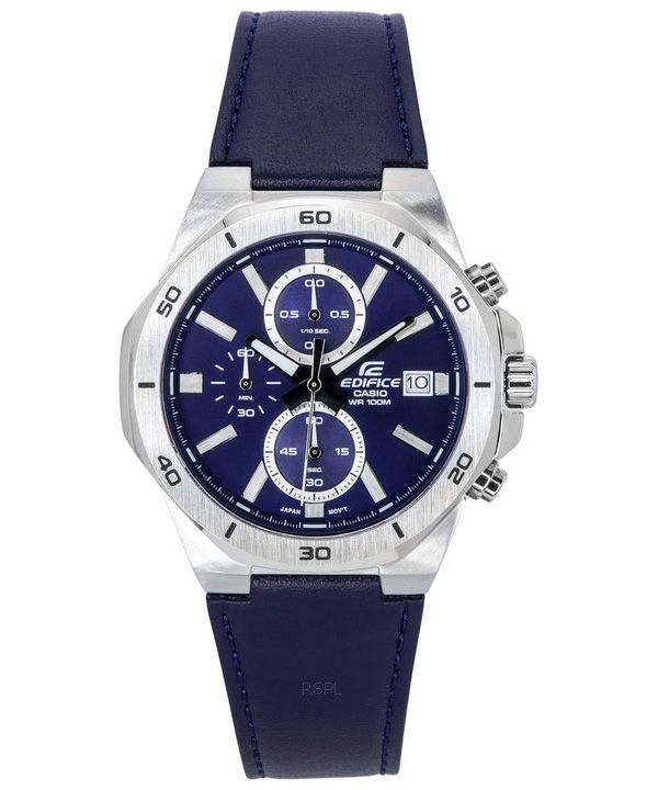 Casio Edifice Standard Chronograph Läderrem Blue Dial Quartz EFV-640L-2A 100M herrklocka