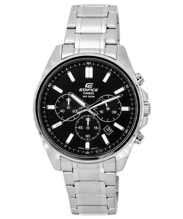Casio Edifice Standard Chronograph Rostfritt stål Svart Urtavla Quartz EFV-650D-1A 100M herrklocka