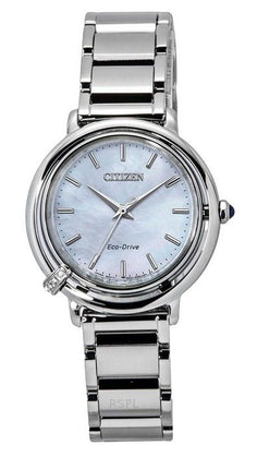 Citizen L Arcly Diamond Accent Rostfritt stål Pärlemorskiva Eco-Drive EM1090-60D Damklocka med extra rem