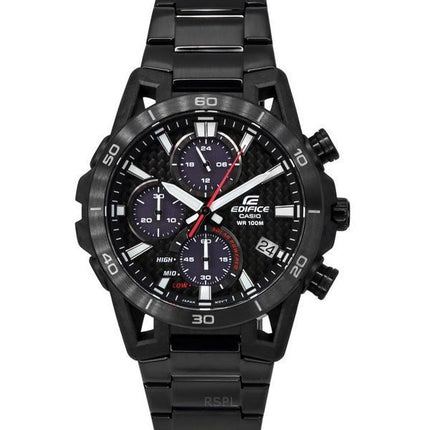 Casio Edifice Sospensione Analog Chronograph Black Ion Rostfritt stål Black Dial Solar EQS-960DC-1AV 100M herrklocka