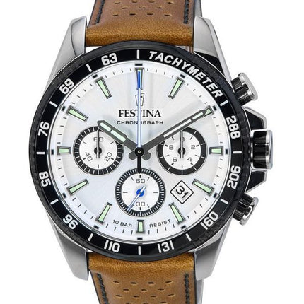 Festina Timeless Chronograph Läderrem Vit Urtavla F20561-1 F205611 100M herrklocka