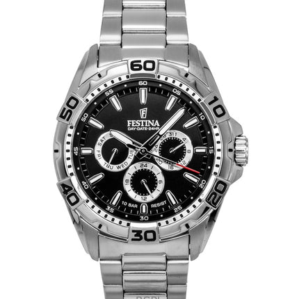 Festina Rostfritt Stål Multifunktion Svart Urtavla Quartz F20623-4 100M Herrklocka