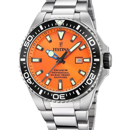 Festina Diver Rostfritt stål Orange Urtavla Quartz F20663-4 200M herrklocka