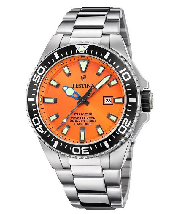 Festina Diver Rostfritt stål Orange Urtavla Quartz F20663-4 200M herrklocka