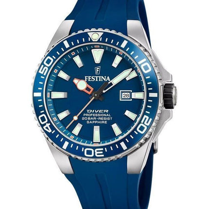 Festina The Originals gummiband Blue Dial Quartz Diver',s F20664-1 200M herrklocka