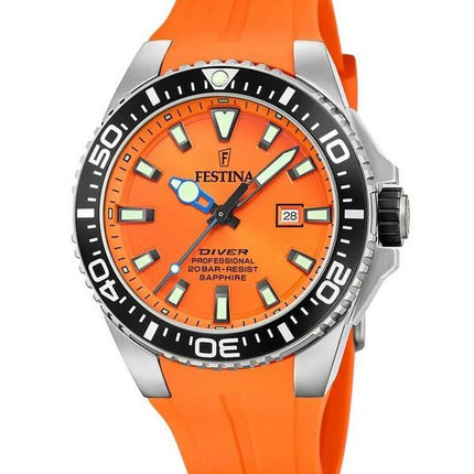 Festina Diver gummirem Orange Urtavla Quartz F20664-4 200M herrklocka