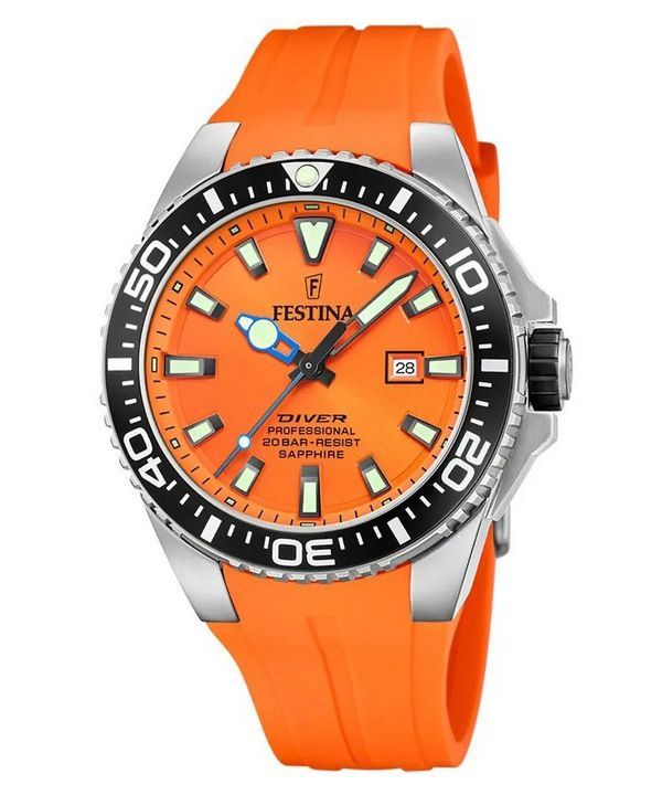 Festina Diver gummirem Orange Urtavla Quartz F20664-4 200M herrklocka