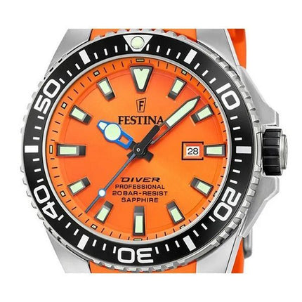 Festina Diver gummirem Orange Urtavla Quartz F20664-4 200M herrklocka