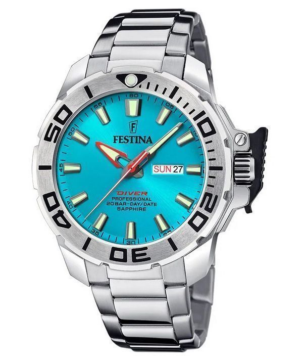Festina Diver Rostfritt stål Turkos Urtavla Quartz F20665-6 200M Herrklocka med extra rem