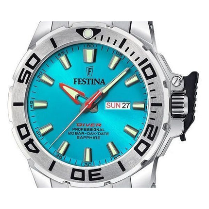 Festina Diver Rostfritt stål Turkos Urtavla Quartz F20665-6 200M Herrklocka med extra rem