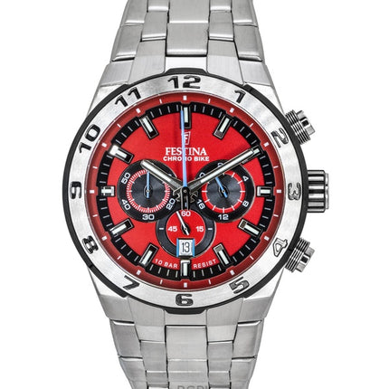 Festina Chrono Bike Kronograf Rostfritt Stål Röd Urtavla Quartz F20670-5 100M Herrklocka
