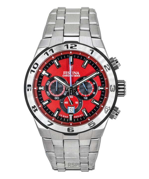Festina Chrono Bike Kronograf Rostfritt Stål Röd Urtavla Quartz F20670-5 100M Herrklocka