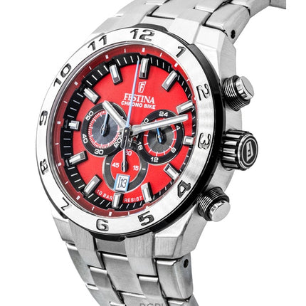 Festina Chrono Bike Kronograf Rostfritt Stål Röd Urtavla Quartz F20670-5 100M Herrklocka