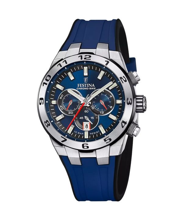Festina Chrono cykelgummiband Blue Dial Quartz F20671-1 100M herrklocka