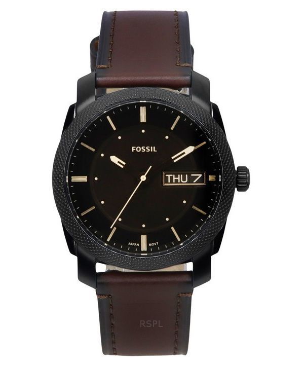 Fossil Machine Läderrem Brun Urtavla Quartz FS5901 Herrklocka