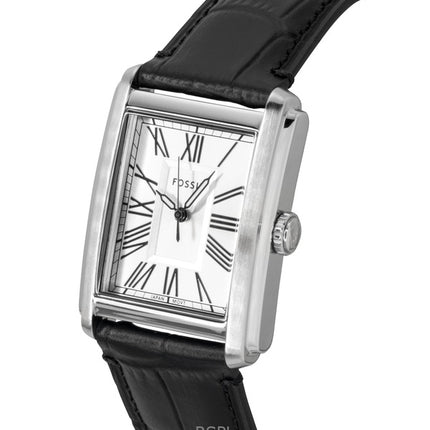 Fossil Carraway läderarmband silverfärgad urtavla kvarts FS6078 herrklocka