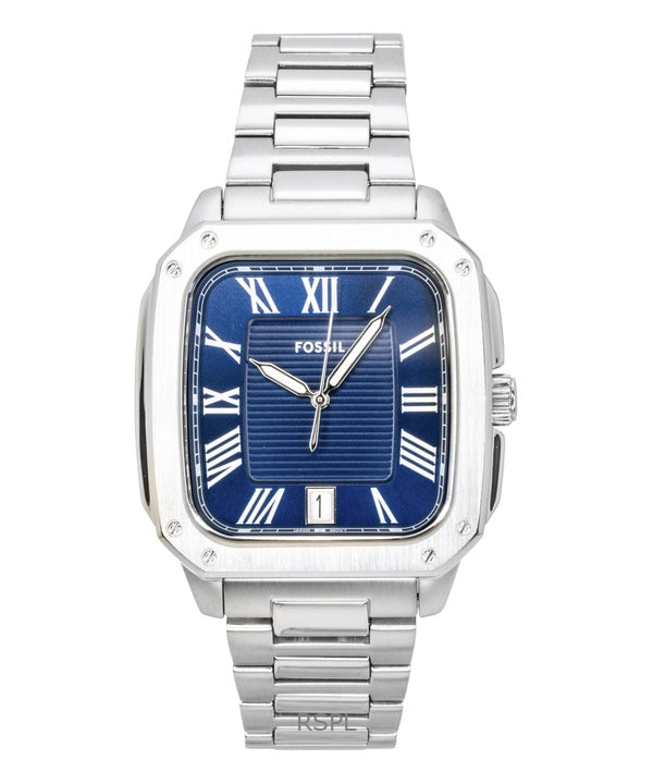 Fossil Crosby rostfritt stål med blå urtavla, kvarts FS6121 herrklocka
