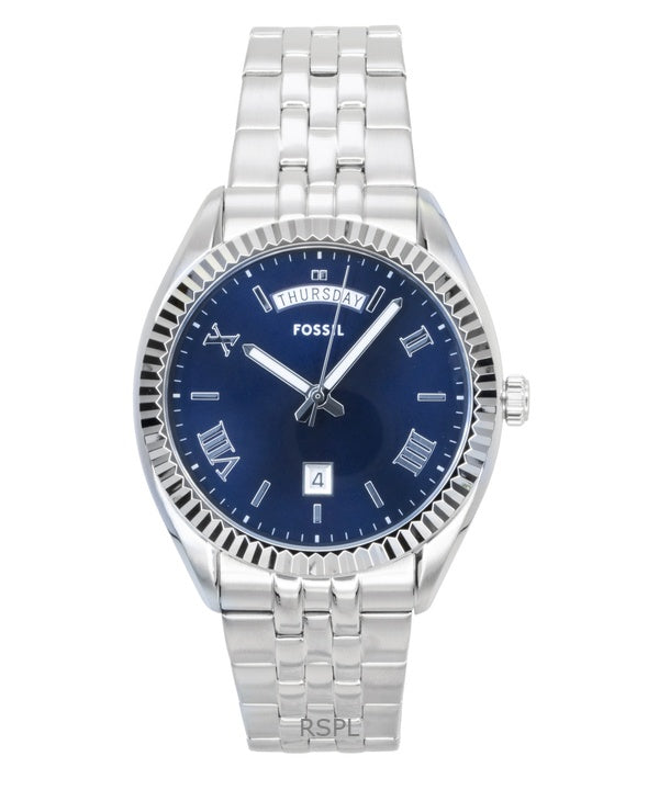 Fossil Campbell rostfritt stål med blå urtavla, kvarts FS6140 herrklocka