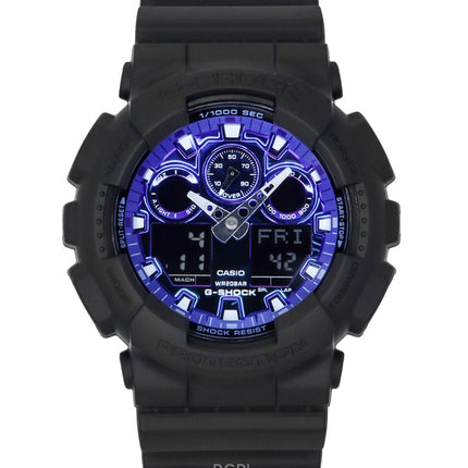 Casio G-Shock Analog Digital Resin Armband Blue Dial Quartz GA-100FL-1A 200M herrklocka