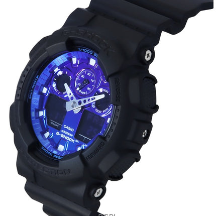 Casio G-Shock Analog Digital Resin Armband Blue Dial Quartz GA-100FL-1A 200M herrklocka