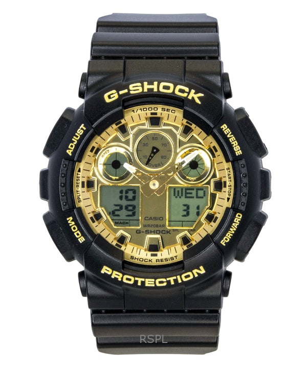 Casio G-Shock resinrem analog digital guld urtavla kvarts GA-100GGB-1A9 200M herrklocka