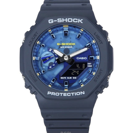Casio G-Shock Analog Digital Bio-Based Resin Armband Blue Dial Quartz GA-2100AS-2A 200M herrklocka