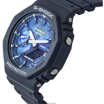 Casio G-Shock Analog Digital Bio-Based Resin Armband Blue Dial Quartz GA-2100AS-2A 200M herrklocka