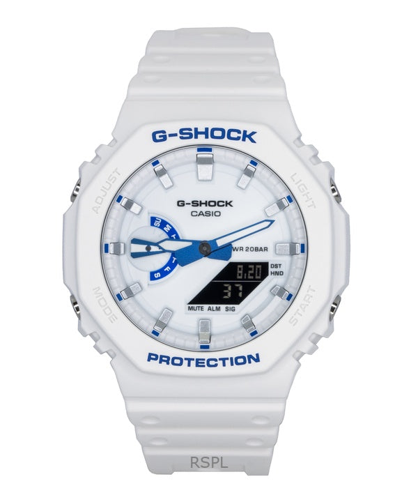 Casio G-Shock analog digital resinrem vit urtavla kvarts GA-2100HDS-7A1 200M herrklocka