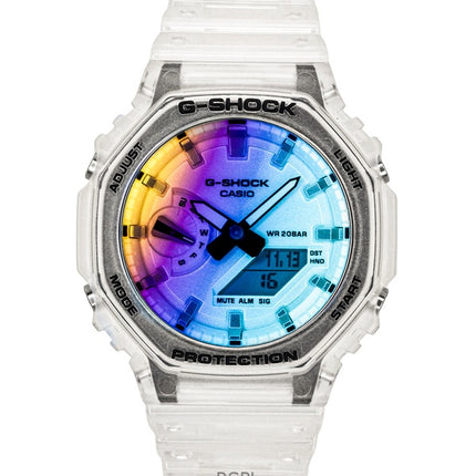 Casio G-Shock analog digital transparent hartsarmband flerfärgad urtavla kvarts GA-2100SRS-7A 200M herrklocka