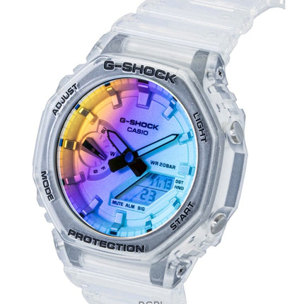 Casio G-Shock analog digital transparent hartsarmband flerfärgad urtavla kvarts GA-2100SRS-7A 200M herrklocka