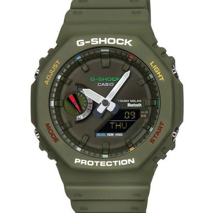 Casio G-Shock Analog Digital Smartphone Link Bluetooth Green Dial Solar GA-B2100FC-3A 200M herrklocka
