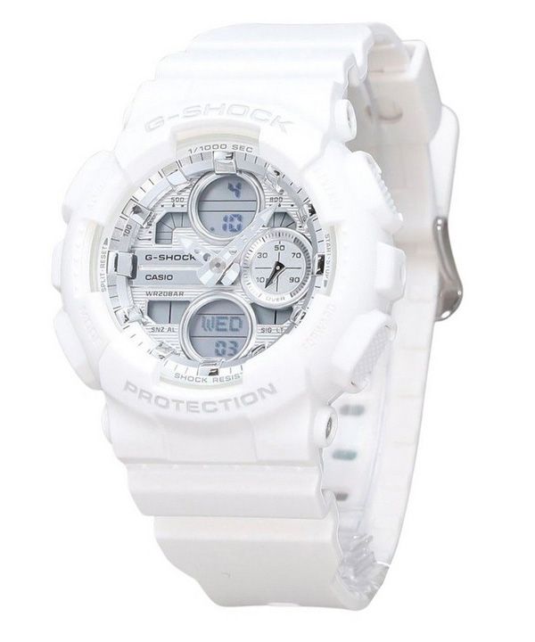 Casio G-Shock Analog Digital Bio Based White Resin Armband Silver Urtavla Quartz GMA-S140VA-7A 200M Damklocka