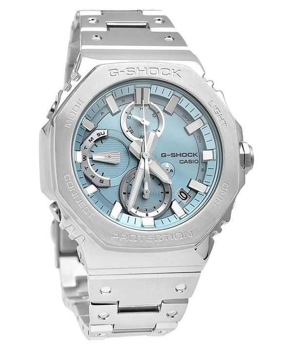 Casio G-Shock Full Metal Analog Chronograph Smartphone Link Ice Blue Dial Tough Solar GMC-B2100AD-2A 200M herrklocka