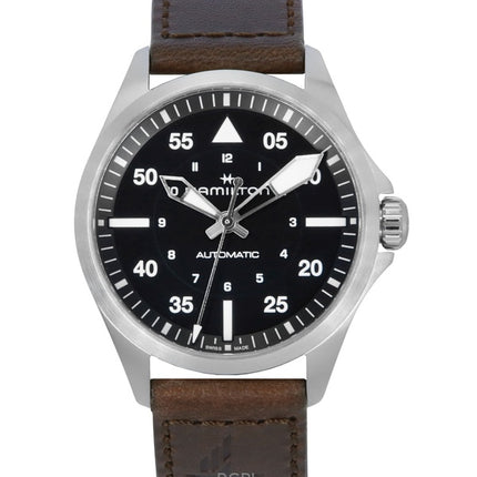 Hamilton Khaki Aviation Pilot Läderrem Svart Urtavla Automatisk H76305530 100M Herrklocka