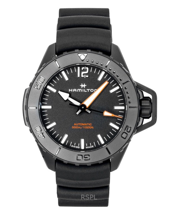 Hamilton Khaki Frogman gummirem svart urtavla automatisk dykarklocka H77855330 300M herrklocka