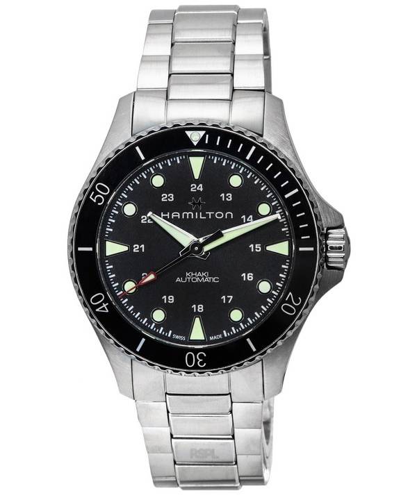 Hamilton Khaki Navy Scuba Black Dial Automatisk dykare H82515130 300M herrklocka
