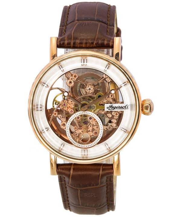 Ingersoll The Herald Läderrem Rose Gold Skeleton Dial Automatisk I00401B Herrklocka