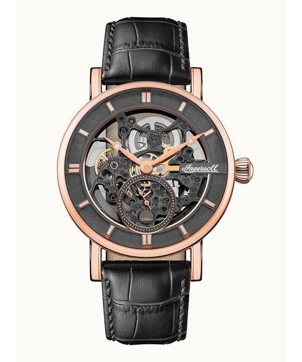 Ingersoll The Herald Läderrem Black Skeleton Dial Automatisk I00403B Herrklocka
