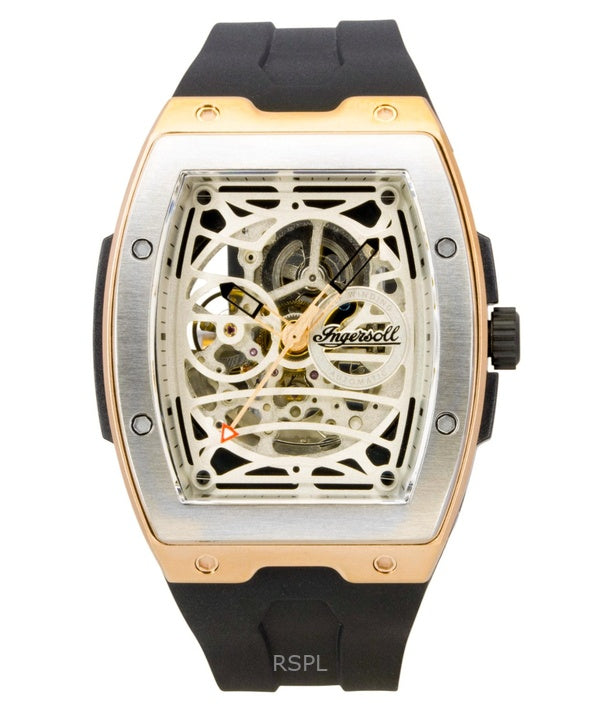 Ingersoll The Challenger PU gummirem silver skelett urtavla automatisk I12302 herrklocka