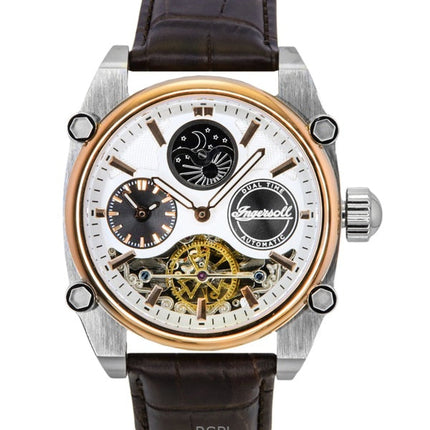 Ingersoll The Varsity läderrem silver skelett urtavla automatisk I15401 herrklocka