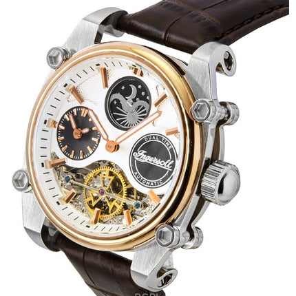 Ingersoll The Varsity läderrem silver skelett urtavla automatisk I15401 herrklocka