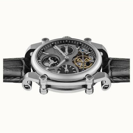 Ingersoll The Varsity Sun And Moon Phase Läderrem Skeleton Grey Dial Automatisk I15402 Herrklocka